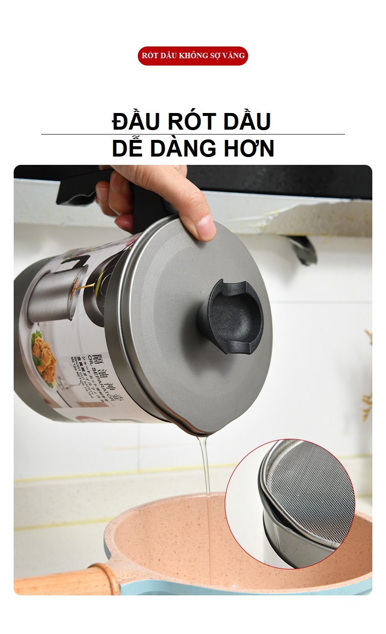 Nồi Lọc Dầu Dung Tích Lớn Lưới Thép Không Rỉ 304 Thế Hệ Mới Tiện Lợi