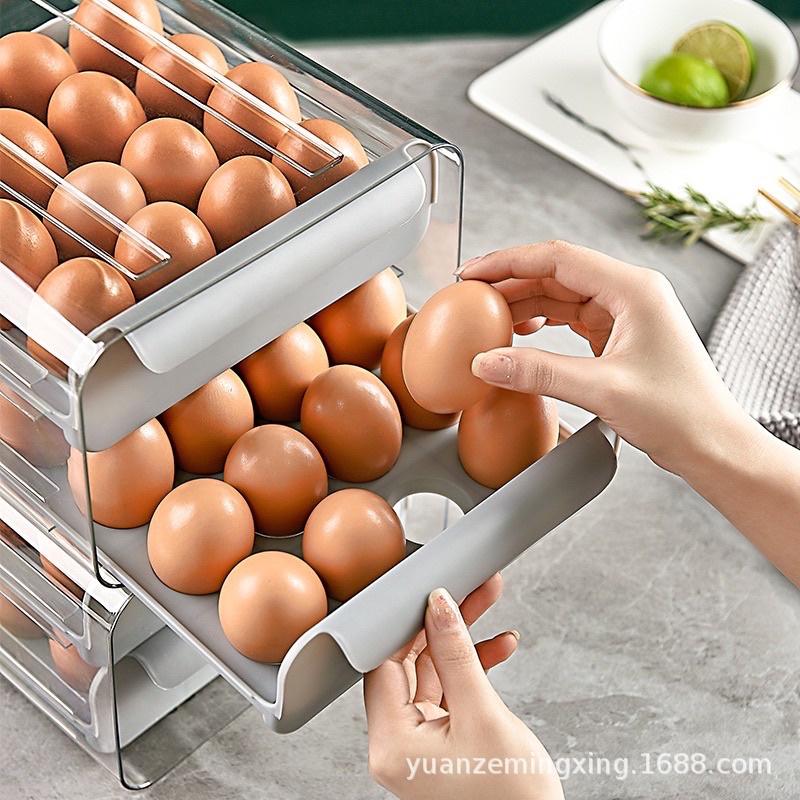Hộp Đựng Trứng Trong Suốt 2 Tầng Để Tủ Lạnh 32 Lỗ Thiết Kế Thông minh tiện dụng