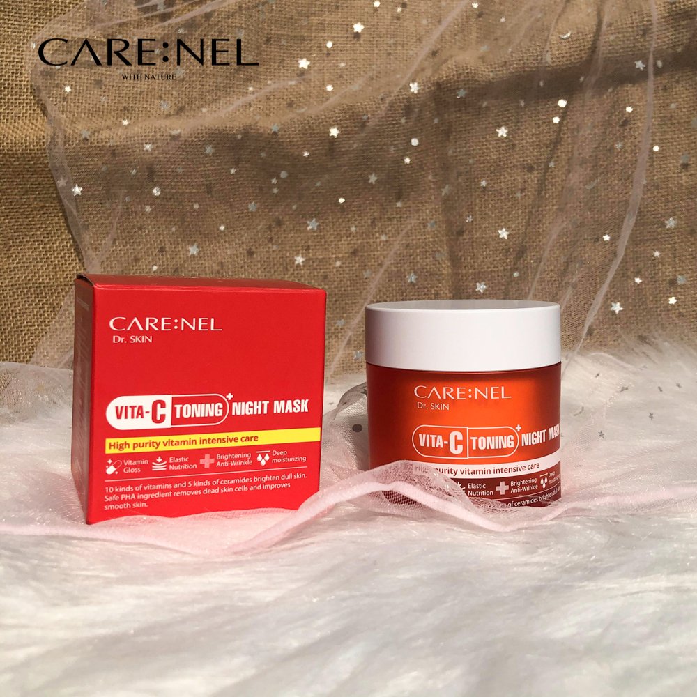 Mặt nạ ngủ mặt trắng sáng da bổ sung vitamin C Toning+ Night Mask Carenel