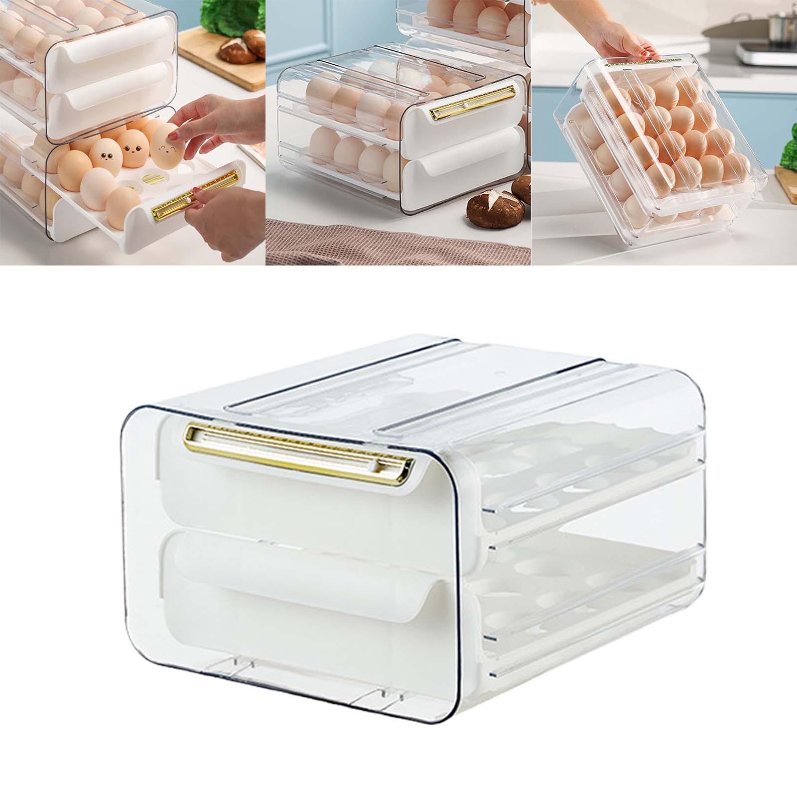 Egg Container Fridge Egg Tray Egg Storage Box Sturdy Space Saving for Pantry