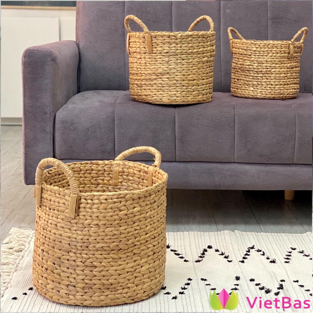 VIETBAS Giỏ lục bình đựng đồ, decor trang trí nhà cửa, giỏ bèo đựng đồ