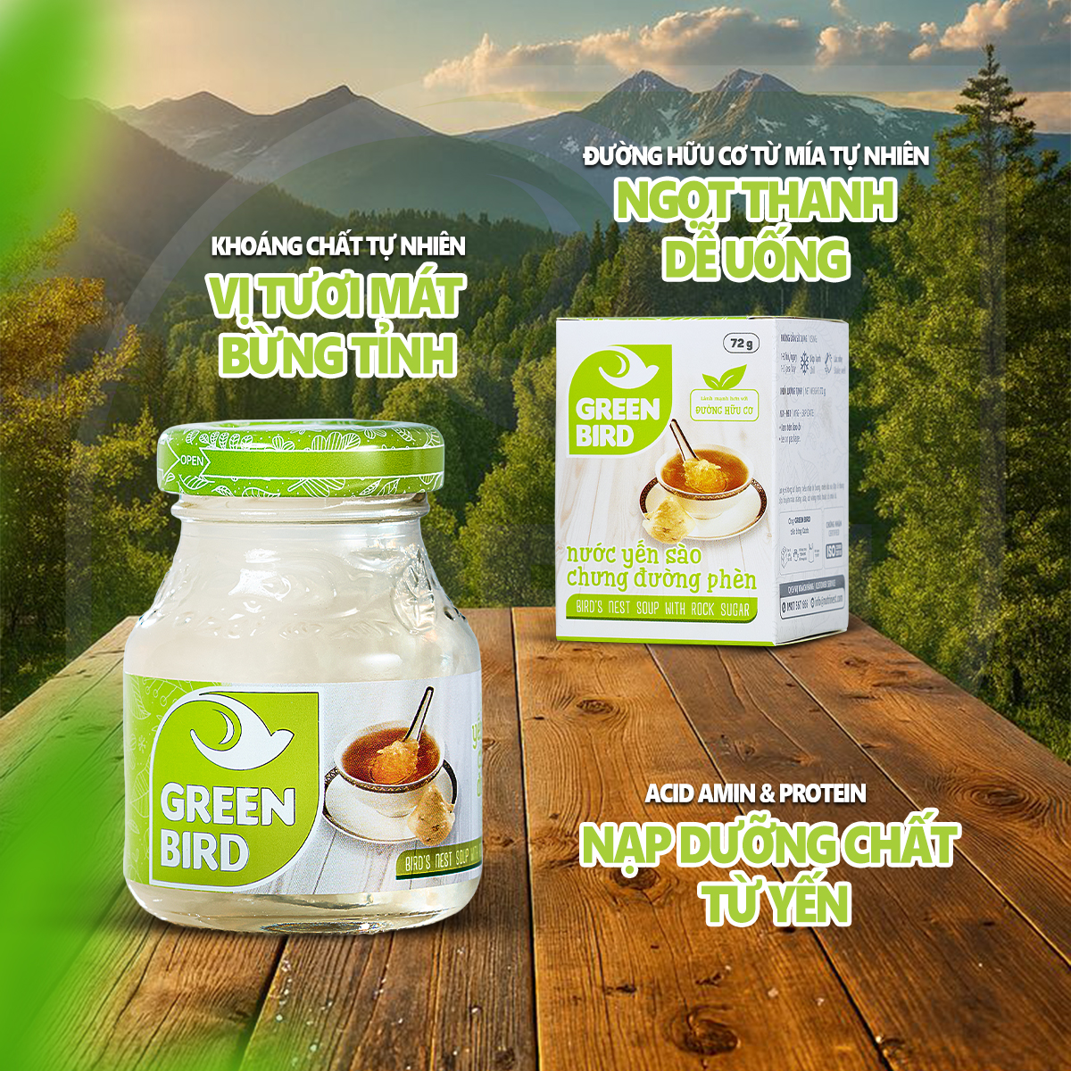 Nước Yến Chưng Đường Phèn Green Bird Thanh Mát Dễ Uống Hũ 72g