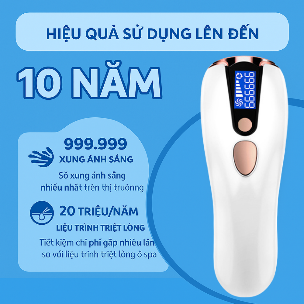 Máy triệt lông băng lạnh VinBuy 5 cấp độ – Công nghệ IPL tiên tiến – 2 chế độ thủ công và tự động