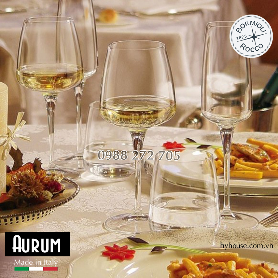 [ITALY] Ly uống rượu vang đỏ, vang trắng cao cấp thủy tinh, wine glass Aurum 520ml - Bormioli Rocco