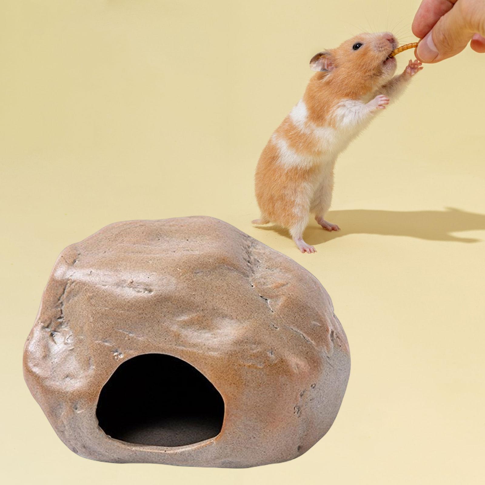 Stone Shape Hamster Hideout House Landscaping Hideaway Small Animals Cage Pets Habitat House Critter Bath for Dwarf Chipmunk Mice Gerbils