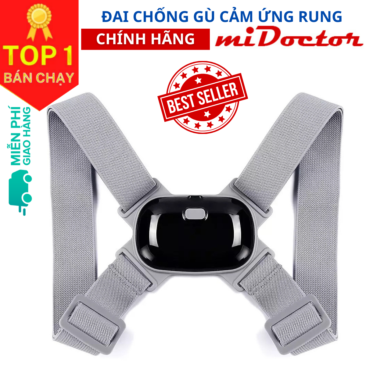 Đai Chống Gù Lưng Thông Minh Tự Động Cảm Ứng Báo Rung Khi Lưng Gù Sai Tư Thế - Chính Hãng miDoctor