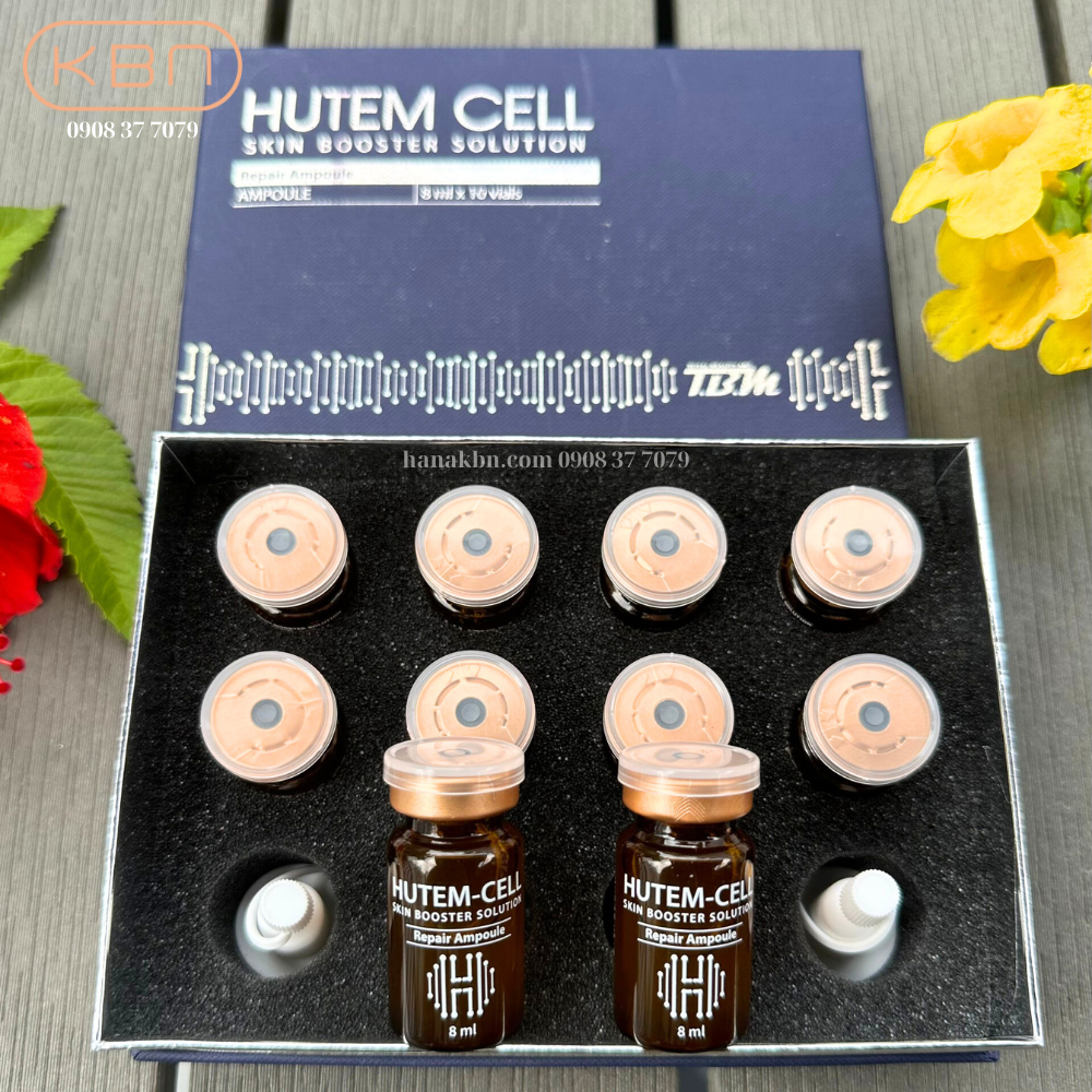 Tế Bào Gốc Tái Tạo Da Mặt Hutem Cell Hàn Quốc - Căng Bóng, Trắng Mịn, Mờ Nhăn, Mờ Nám Sạm (10 Lọ/ Hộp) (Hàng Chính Hãng)