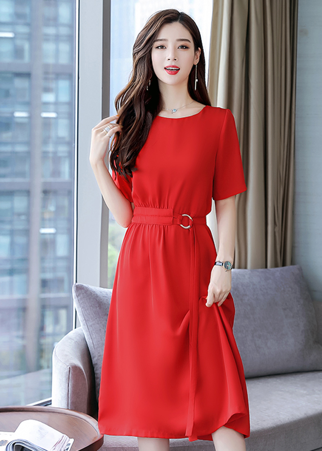 Đầm Xòe Rút Eo Kèm Khoen