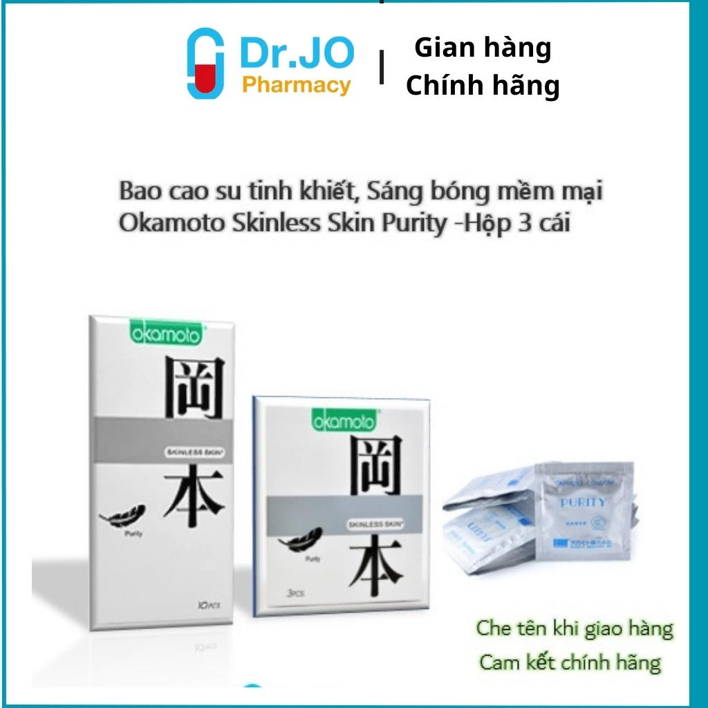 Bao cao su tinh khiết, Sáng bóng mềm mại Okamoto Skinless Skin Purity -Hộp 3 cái