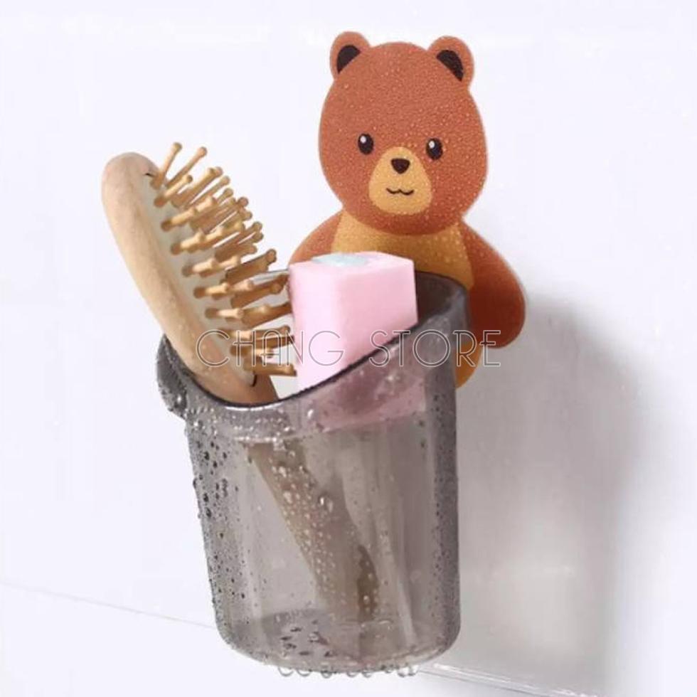 Ly cốc đựng bàn chải kem đánh răng dán tường hình gấu