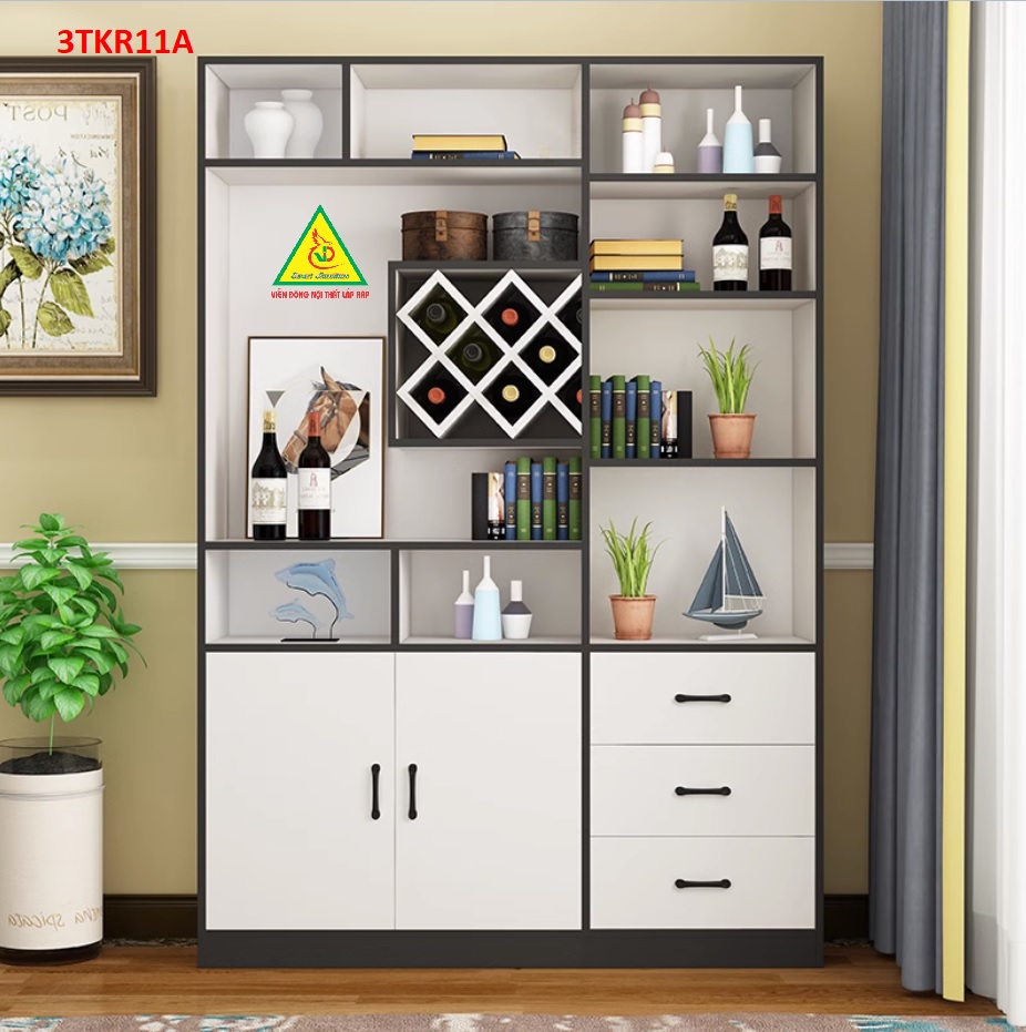 Vách ngăn kiêm tủ rượu trang trí phòng khách 3TKR11 - Nội thất lắp ráp Viễn Đông ADV