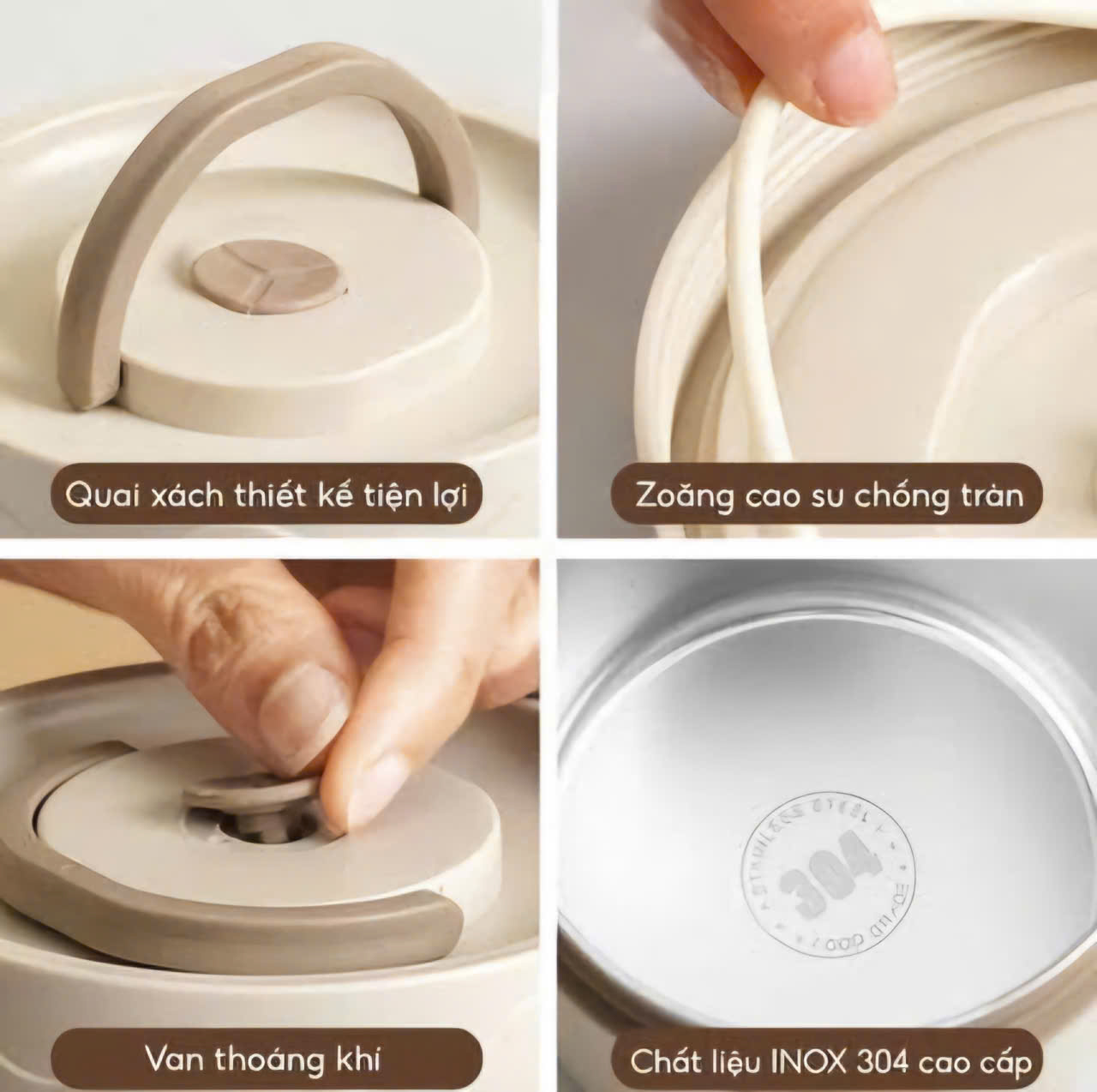 [KoSuyTu] Hộp Cơm Giữ Nhiệt Cao Cấp LUNCHBOX INOX 304 - 2/3/4 Tầng Rời - Tặng Kèm Túi Giữ Nhiệt + Bộ Túi Thìa Dĩa INOX