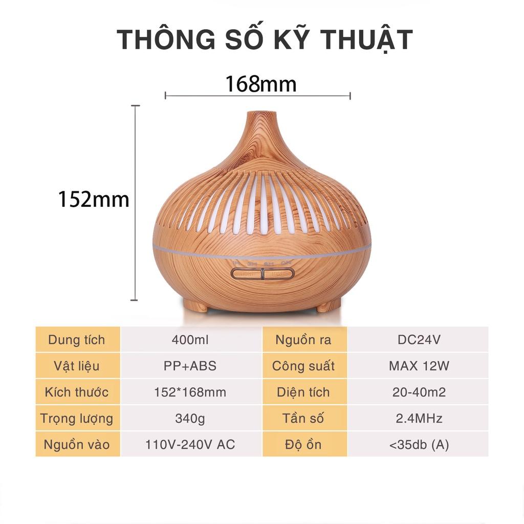 Máy Khuếch Tán Tinh Dầu Tạo Độ Ẩm Đèn Lồng Hồ Lô 7 Màu 400ml -Tặng Tinh Dầu Nguyên Chất 10ml Kèm Remote- GULIFE MKT23S