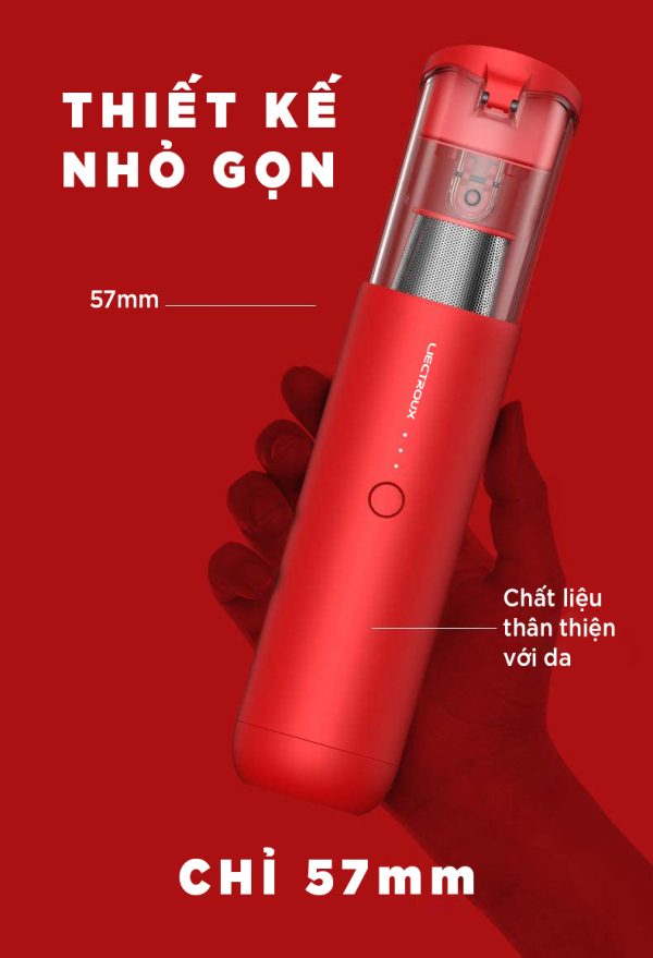 Máy hút bụi mini không dây Liectroux i3 Thiết kế nhỏ gọn Động cơ mạnh mẽ Dung lượng pin lớn Cổng sạc USB tiện lợi Sản phẩm mới của thương hiệu LIECTROUX ROBOTICS Hàng chính hãng - Màu đỏ