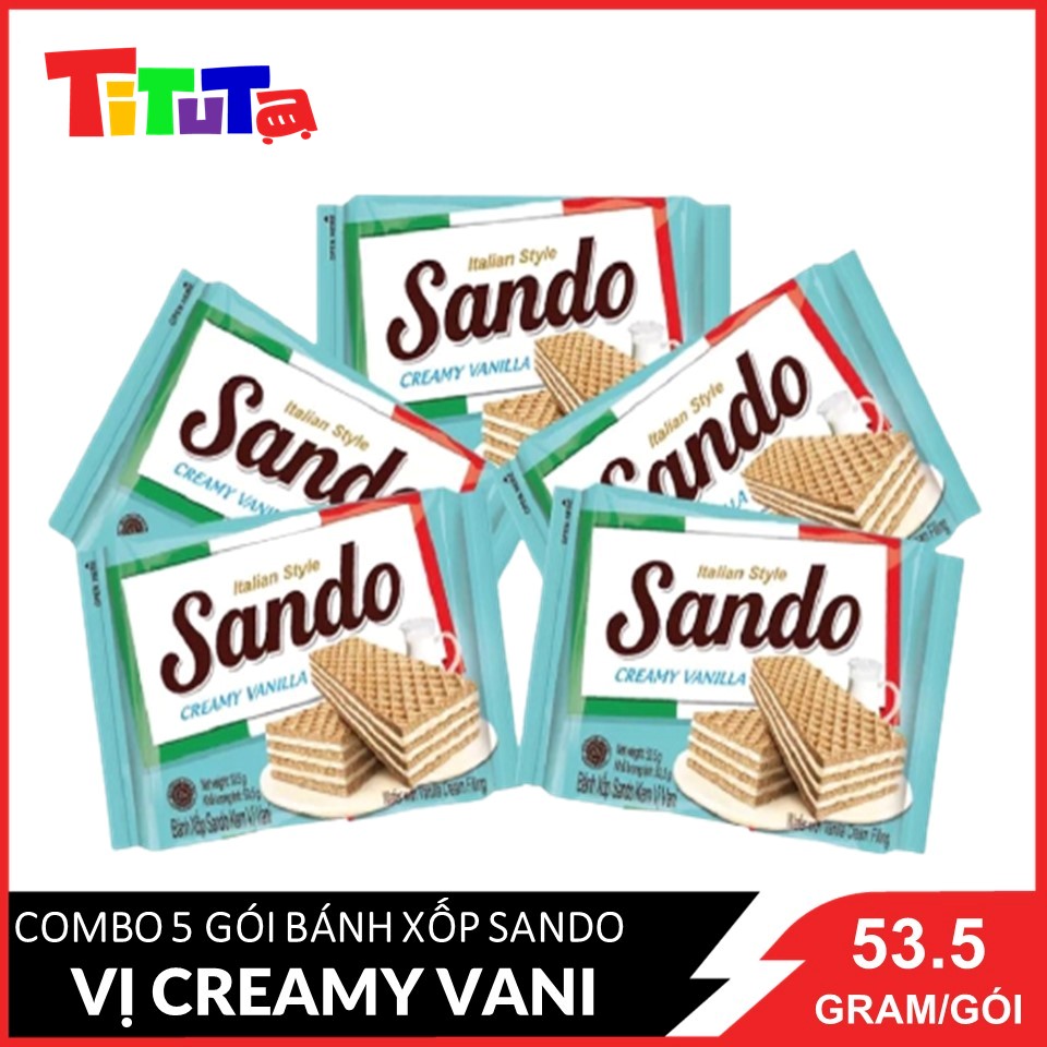 Combo 5 Bánh xốp Sando Creamy Vani 53.5gx5