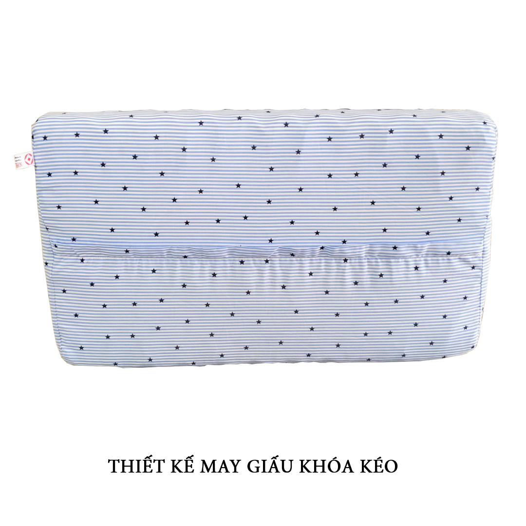 Bộ 2 Vỏ Gối Cao Su Non Chất Vải Thô Cotton Kẻ Sọc Mỏng Mềm Mại Thoáng Mát Thấm Hút Tốt Giặt Nhanh Khô Cho Gối Nằm Kích Thước 58 x 35 x 12cm Thiết Kế Giấu Khóa Kéo May Bo Ôm Sát Gối