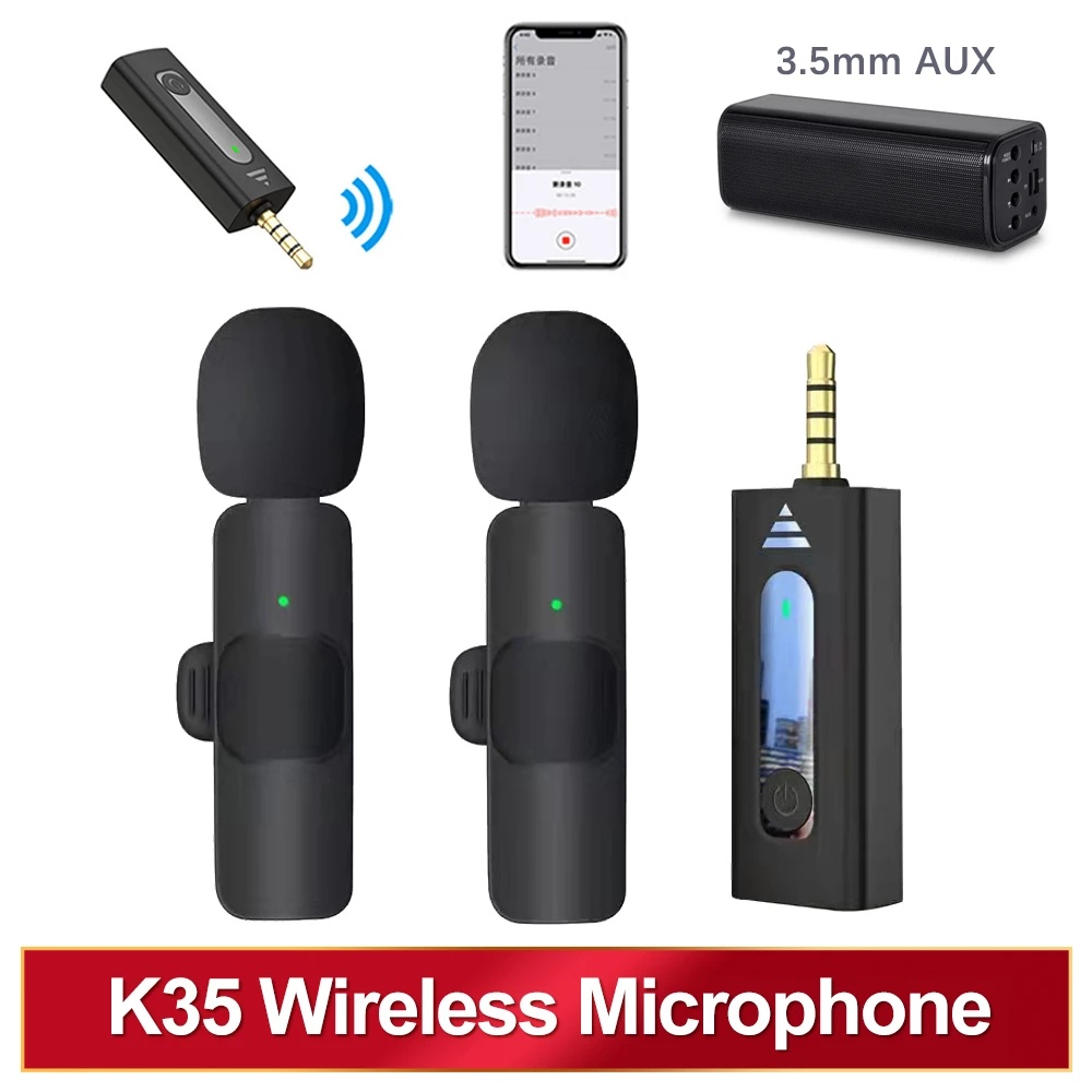 BỘ MICROPHONE K35 KHÔNG DÂY BAO GỒM 2 MICRO MINI SIÊU NHỎ GỌN PHÙ HỢP CHO HAI NGƯỜI SỬ DỤNG-HT