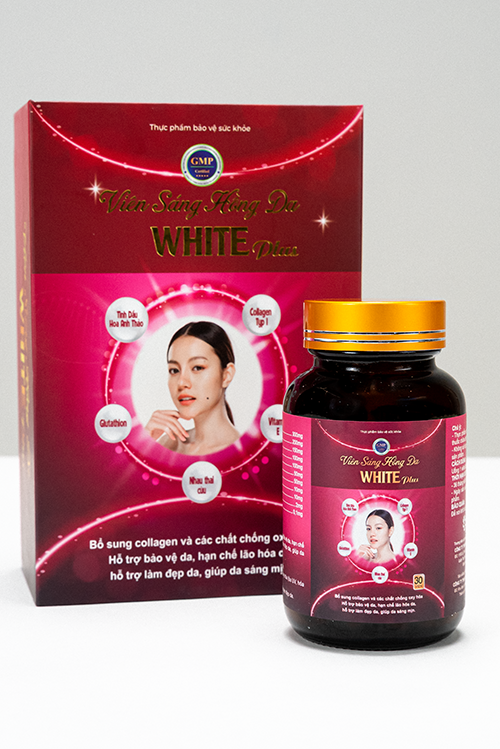 Viên uống collagen, tinh dầu hoa anh thảo White Plus - Hỗ trợ giúp da trắng sáng, chống nắng