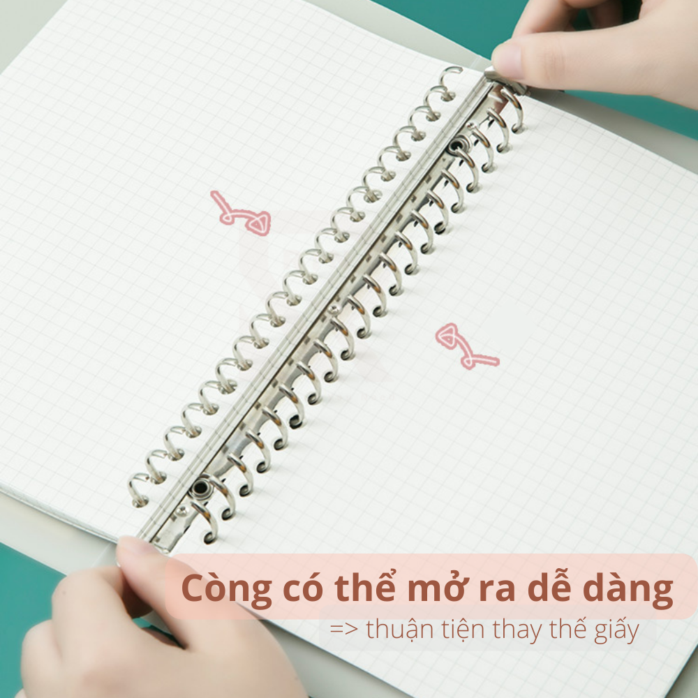 Bìa sổ tay nhựa / Bìa gáy còng Retro colors có thể thay lõi, ruột sổ nhiều size
