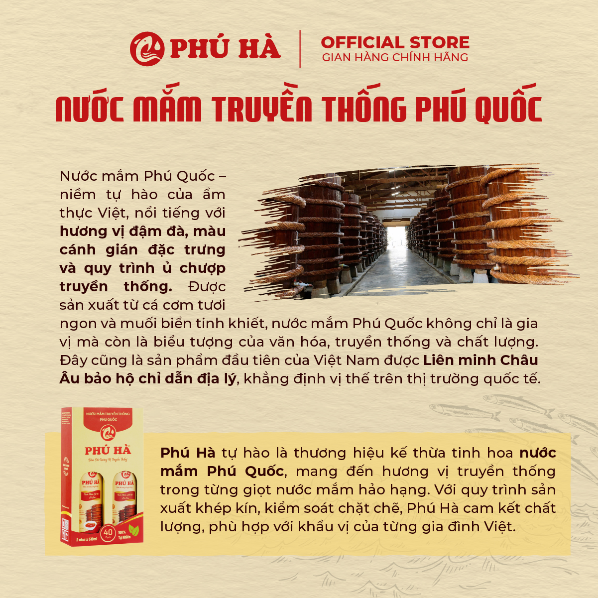 Nước mắm truyền thống Phú Quốc Phú Hà 43 độ đạm - Hộp 6 chai 60ml