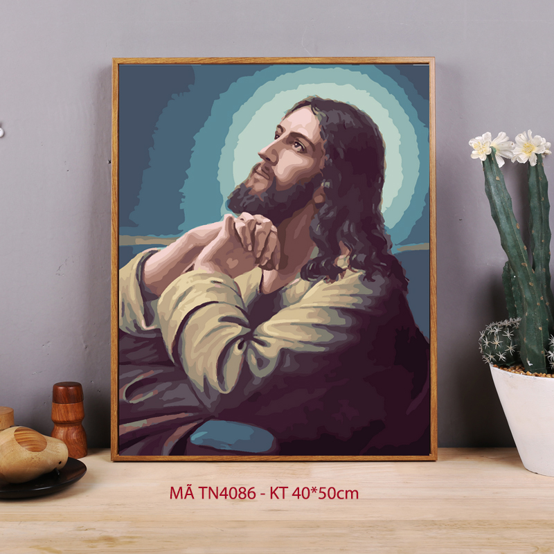 Tranh sơn dầu số hóa tự tô màu Tranh công giáo Chúa Jesus TN4086