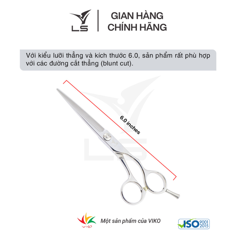 Kéo cắt tóc LS lưỡi thẳng quai offset phẳng đỡ ngón tháo rời CB11/6.0