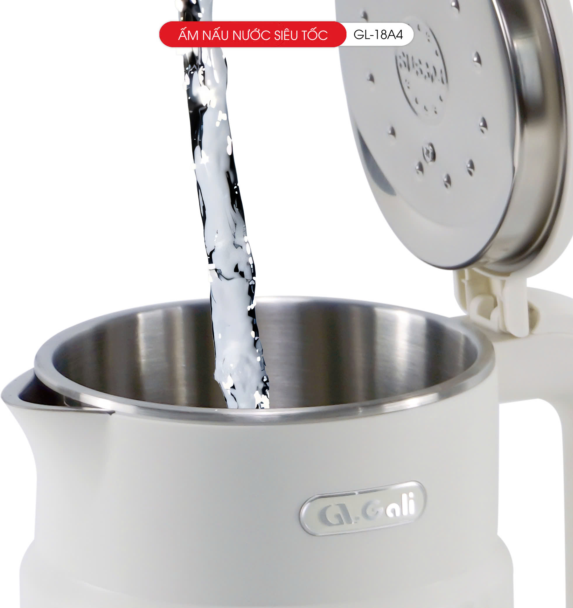 Ấm siêu tốc Gali GL-18A4 2 lớp INOX 304 nguyên khối màn hình hiển thị độ giữ ấm. Hàng chính hãng, bảo hành 24 tháng