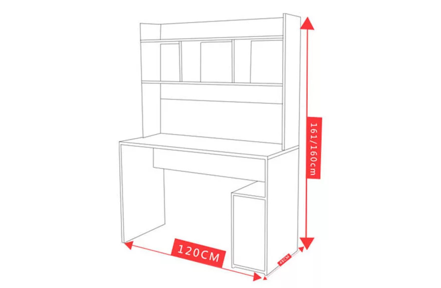 Bàn Học Gỗ Cao Cấp, Bàn Làm Việc Gỗ Thiết Kế Đơn Giản Có Hộc Đê Máy Tính Kèm Kệ Sách Thông Minh BH-32