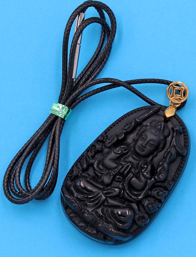 Vòng cổ Thiên Thủ Thiên Nhãn thạch anh đen 4.3 cm DETEO8 - Phật bản mệnh tuổi Tý - Sản phẩm phong thủy, đem lại bình an, may mắn