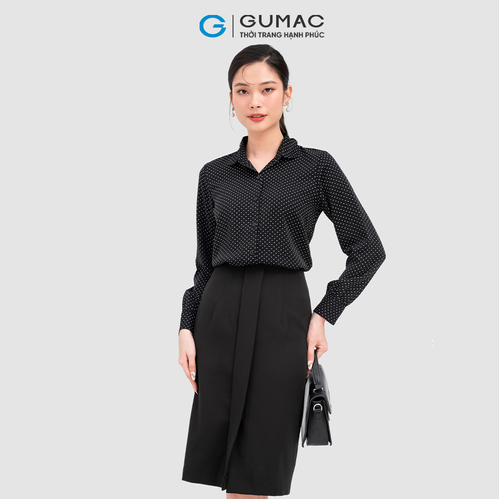 Áo sơ mi nữ GUMAC AC10051 tay dài bâu tròn chấm bi
