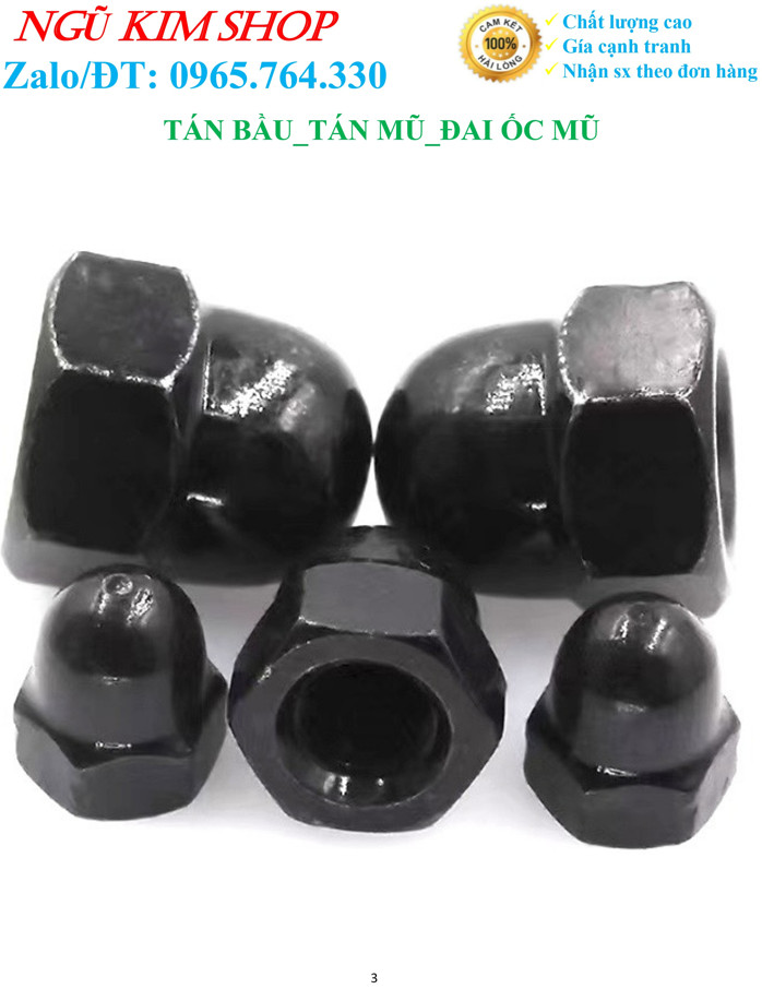 TÁN BẦU _ TÁN MŨ _ ĐAI ỐC MŨ M6 MẠ TRẮNG - ĐEN