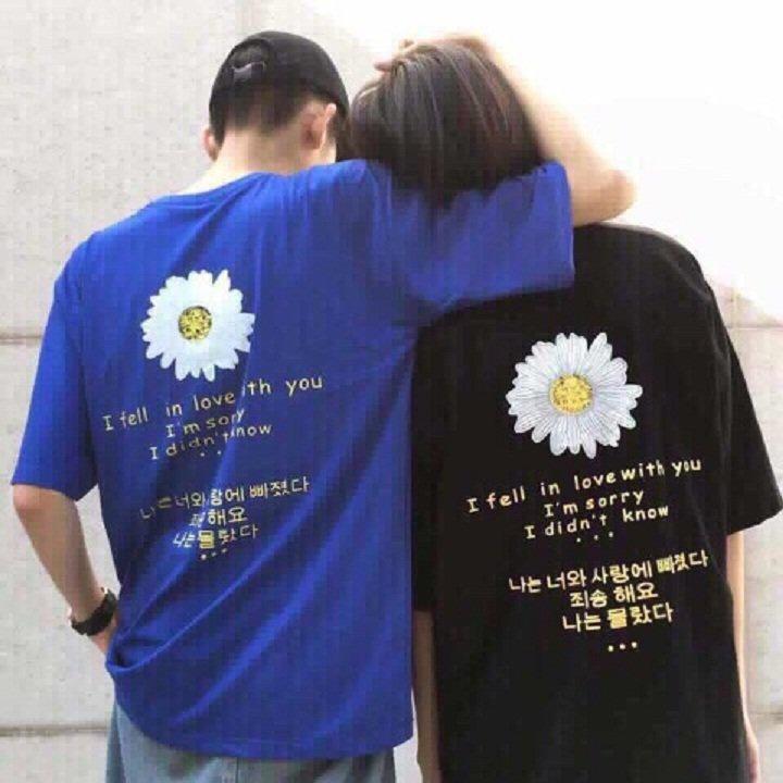Áo thun nam nữ tay lở in hình hoa cúc form rộng cá tính,màu sắc tươi trẻ dễ phối đồ,thun cotton mềm mịn thoải mái, Áo thun nam nữ tay lỡ form rộng in hình hoa cúc hót 2020