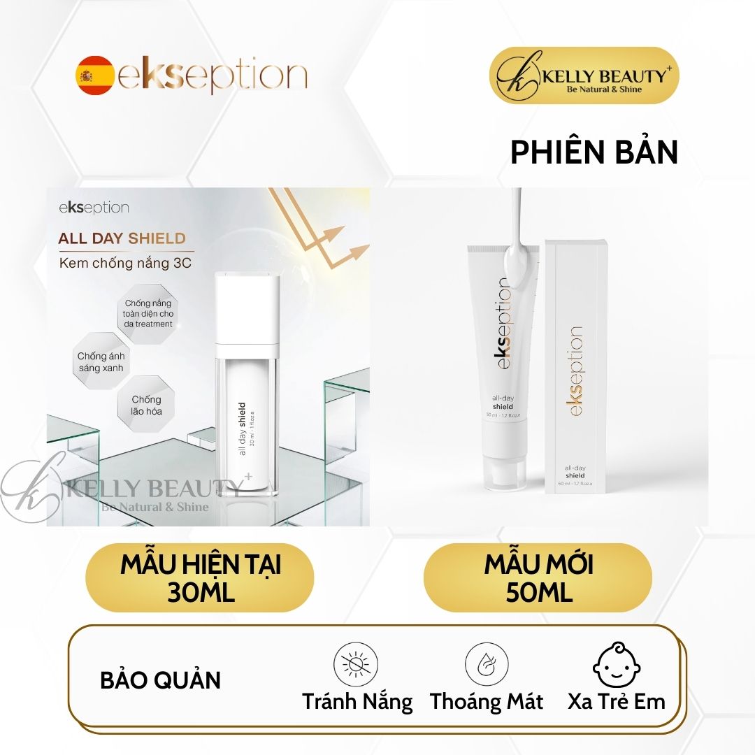 ekseption All Day Shield SPF 50+ - Kem Chống Nắng Phổ Rộng, Bảo Vệ Da Với Đa Màng Lọc - Kelly Beauty