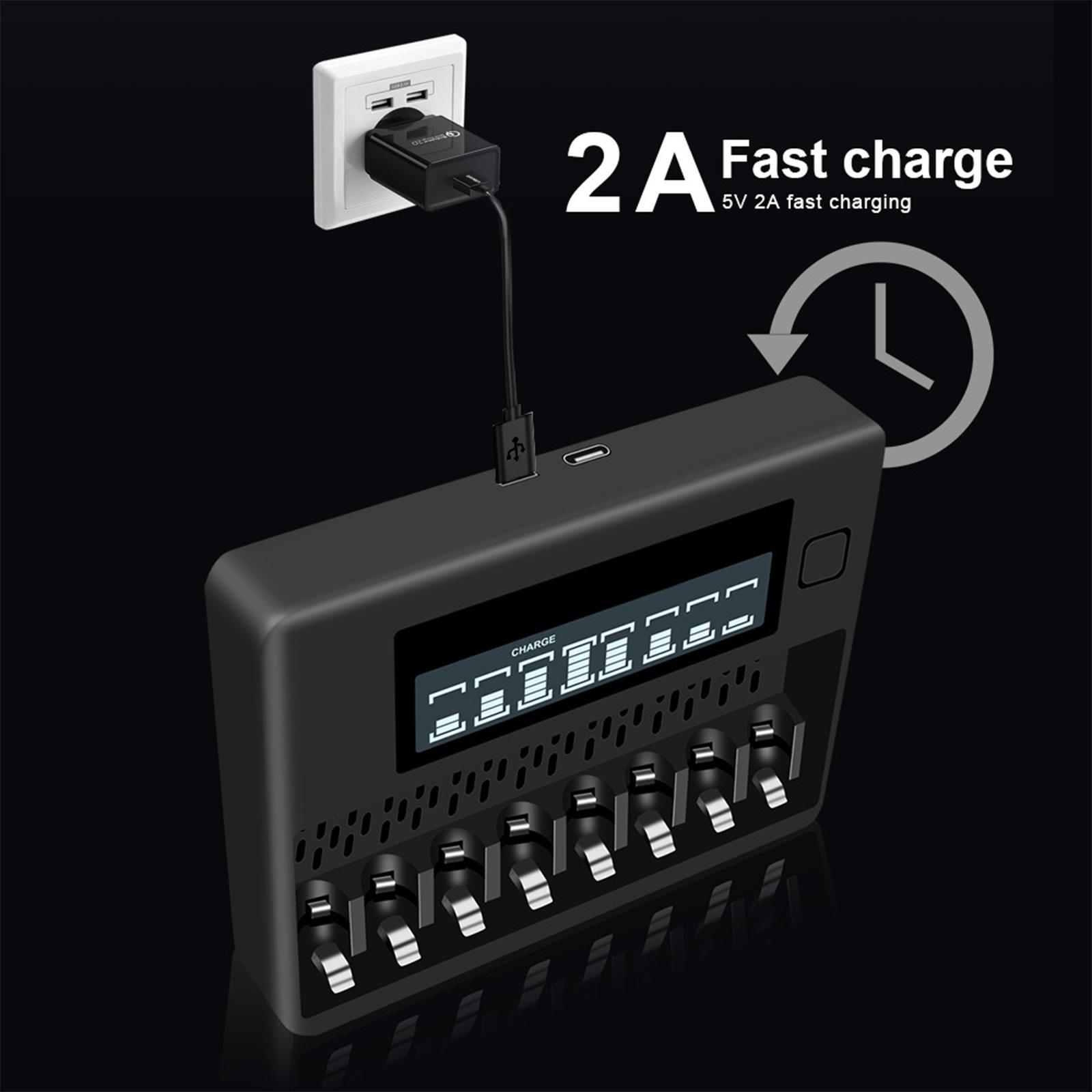 Portable Smart Battery Charger with Micro USB Type C Universal for Rechargeable Batteries