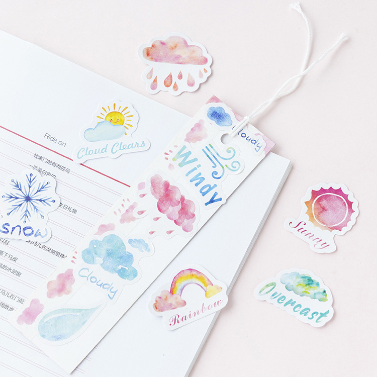 Sticker hộp 46 miếng dán - Thời Tiết - Hộp nhãn dán trang trí sổ tay bullet journal - M023