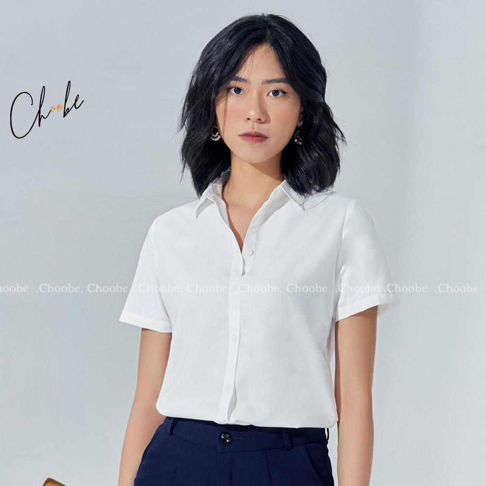 Áo sơ mi ngắn tay nữ Choobe, chất vải cao cấp, áo sơ mi cộc tay công sở, dáng suông, form chuẩn, mặc tôn dáng A02