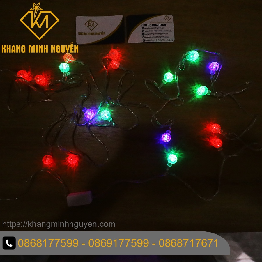 Đèn trang trí Noel, Giáng Sinh - Bộ đèn bi bọt dài 4 mét nhiều màu có chớp, không đổi màu - có bọc nhựa chống nước
