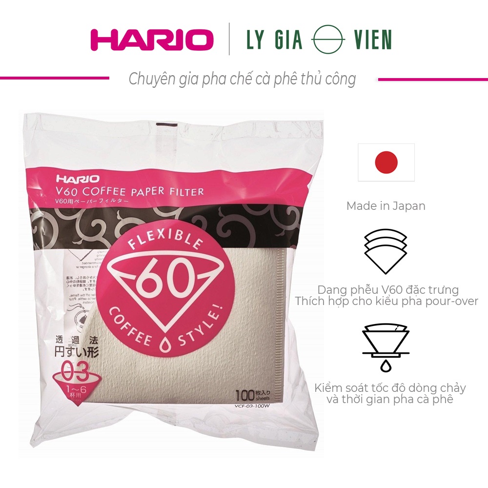Túi Giấy Lọc Cà Phê Hario V60 Coffee Paper Filter Loại 3 Ly