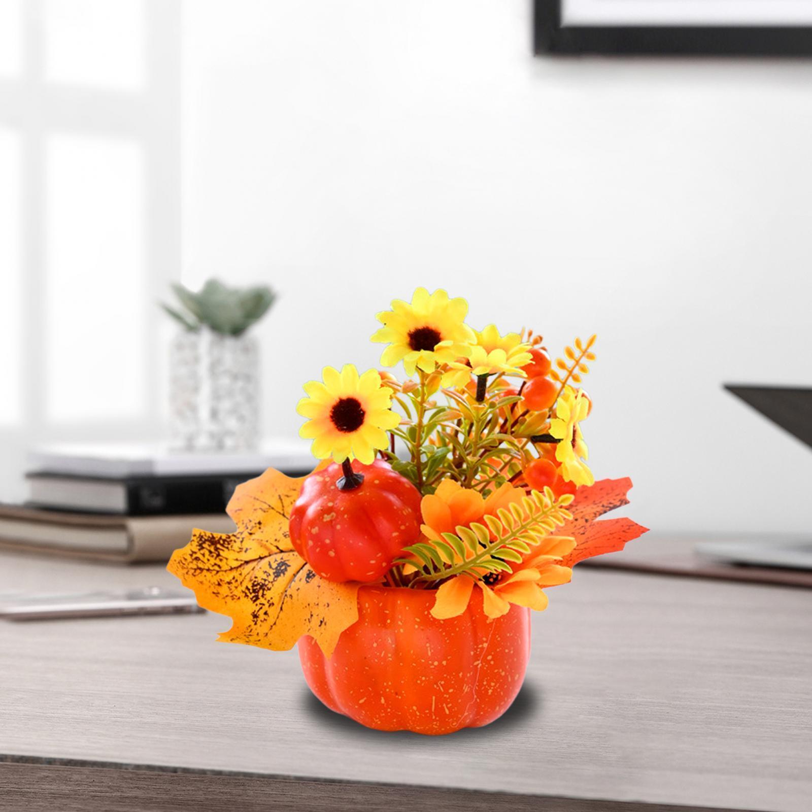 Artificial Pumpkin Flower Autumn Floral Arrangement Fall Pumpkin Centerpiece