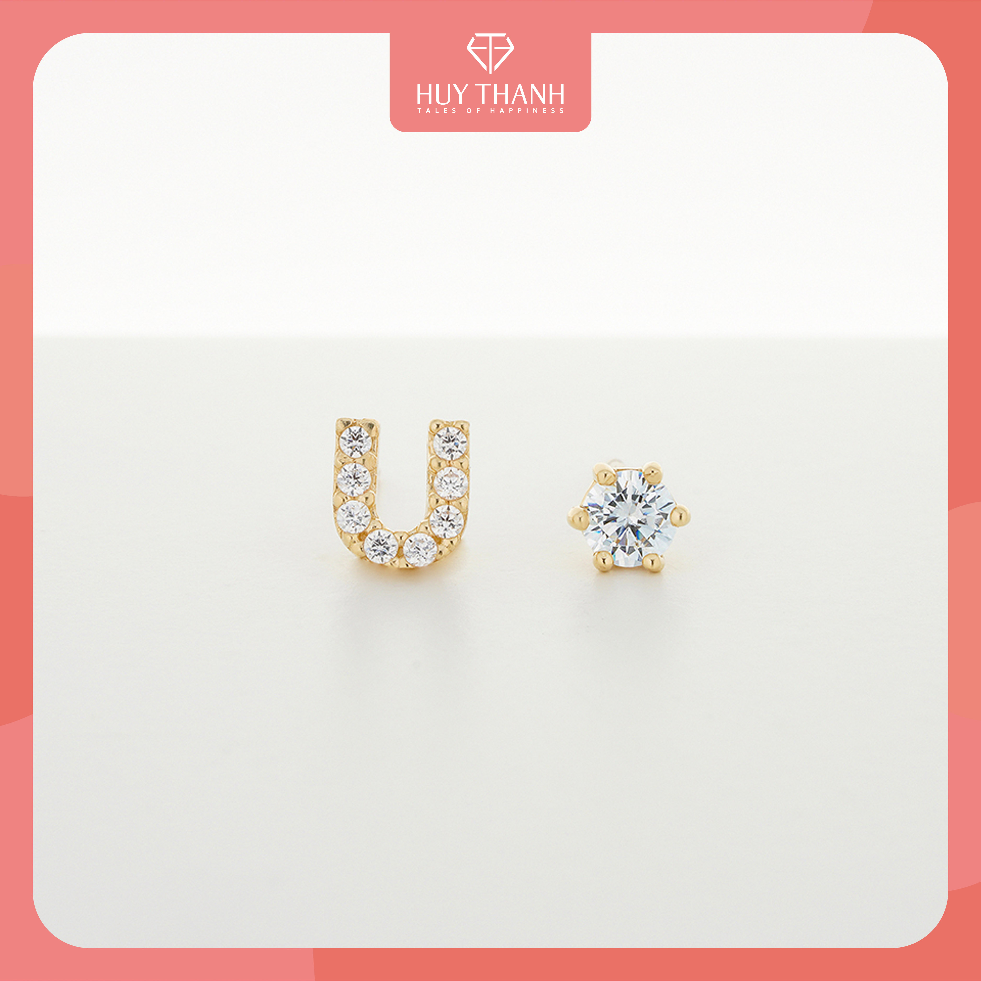 Bông Tai Nữ Chữ U Vàng Tây 14K BTAM117 Huy Thanh Jewelry