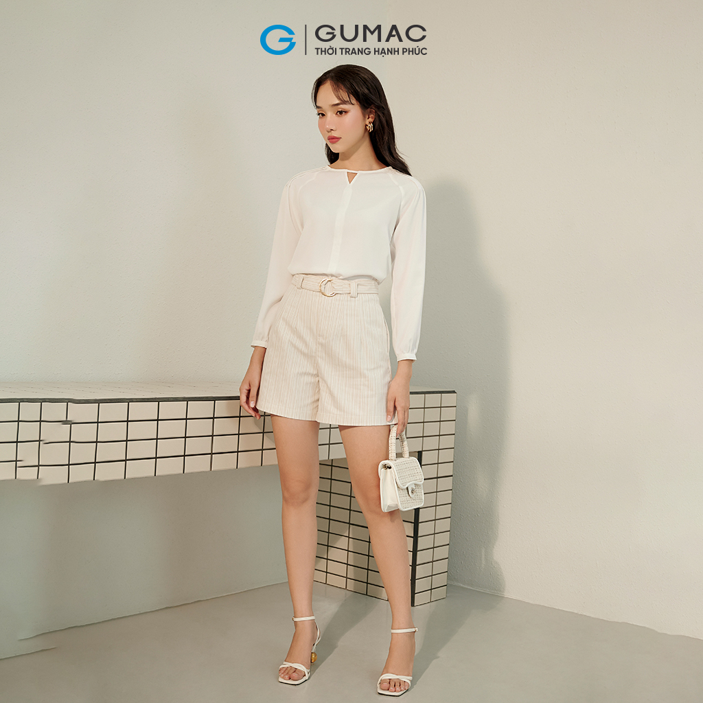 Quần short nữ GUMAC QC07058 chất liệu Bố Cotton phối đai