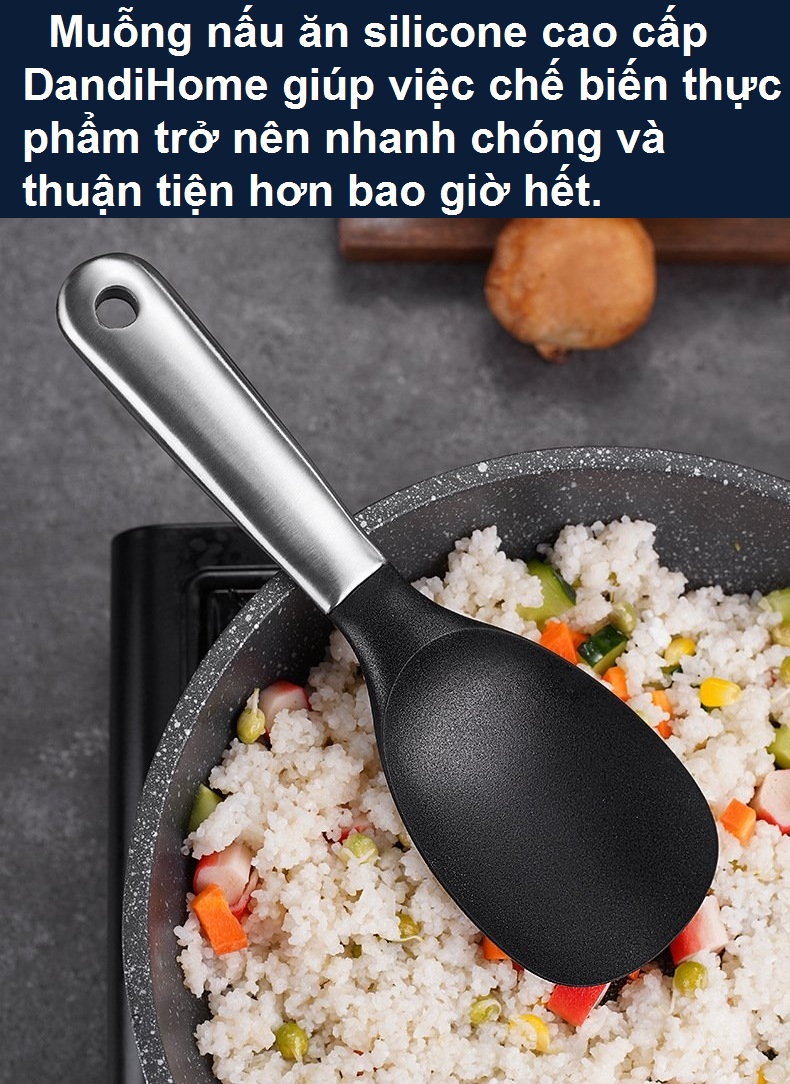 Muỗng rang silicon DandiHome cao cấp chịu nhiệt cực tốt dùng để nấu ăn