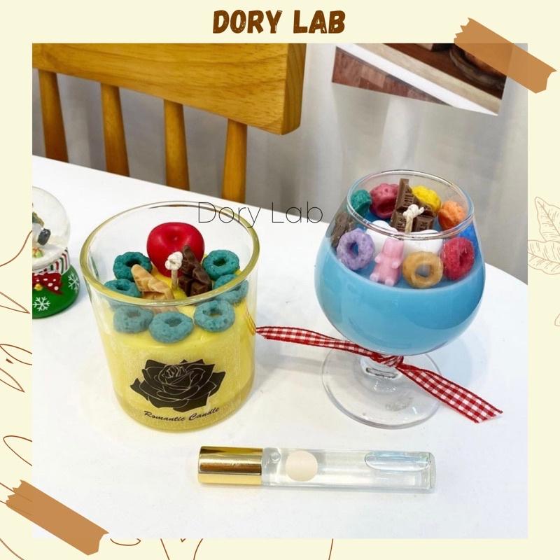 Nến Thơm Handmade Ly Kem Tròn Kẹo Vòng Ngũ Sắc - Dory Lab