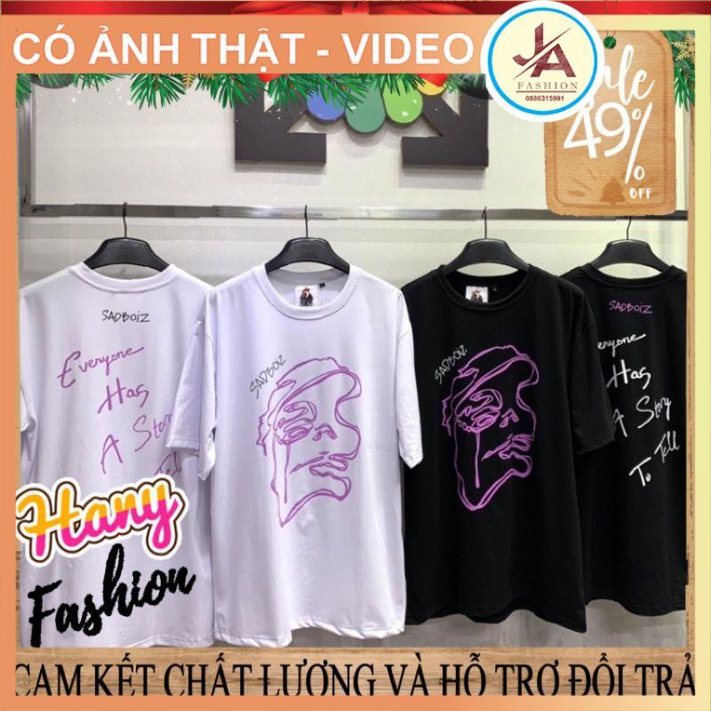 Áo thun nam nữ unisex form rộng SADBOIZ chất cotton co dãn , áo phông tay lỡ hotrend mặt tím phong cách hàn quốc