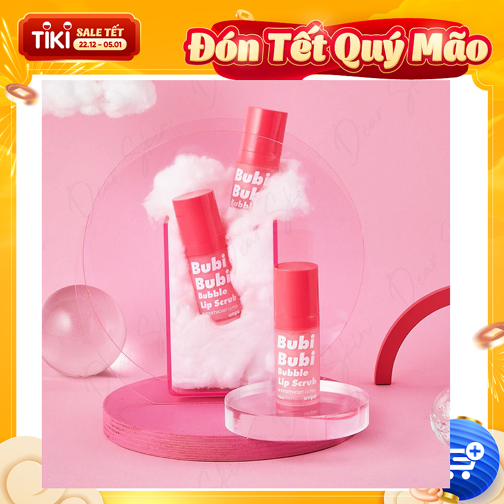 Tẩy Da Chết Sủi Bọt Thải Độc Môi Bubi Bubi  Bubble Lip Scrub unpa- gel làm mềm và hồng môi 10ml