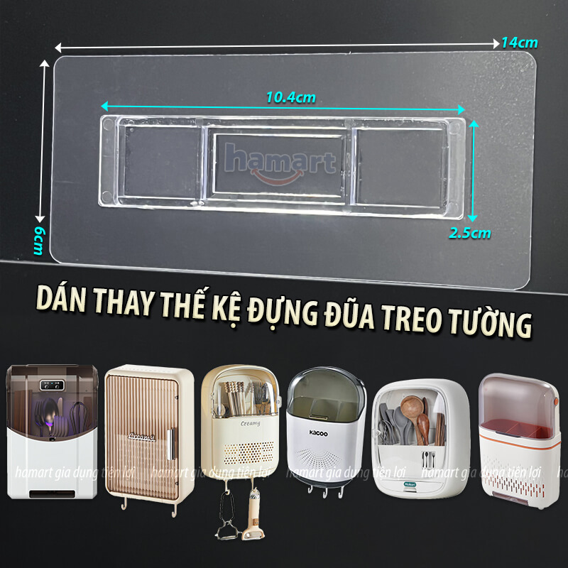 Miếng Dán Hộp Đựng Đũa Thìa Có Nắp Treo Tường Máy Sấy Đũa Muỗng Dán Thay Thế Giá Kệ Nhà Tắm Ecoco