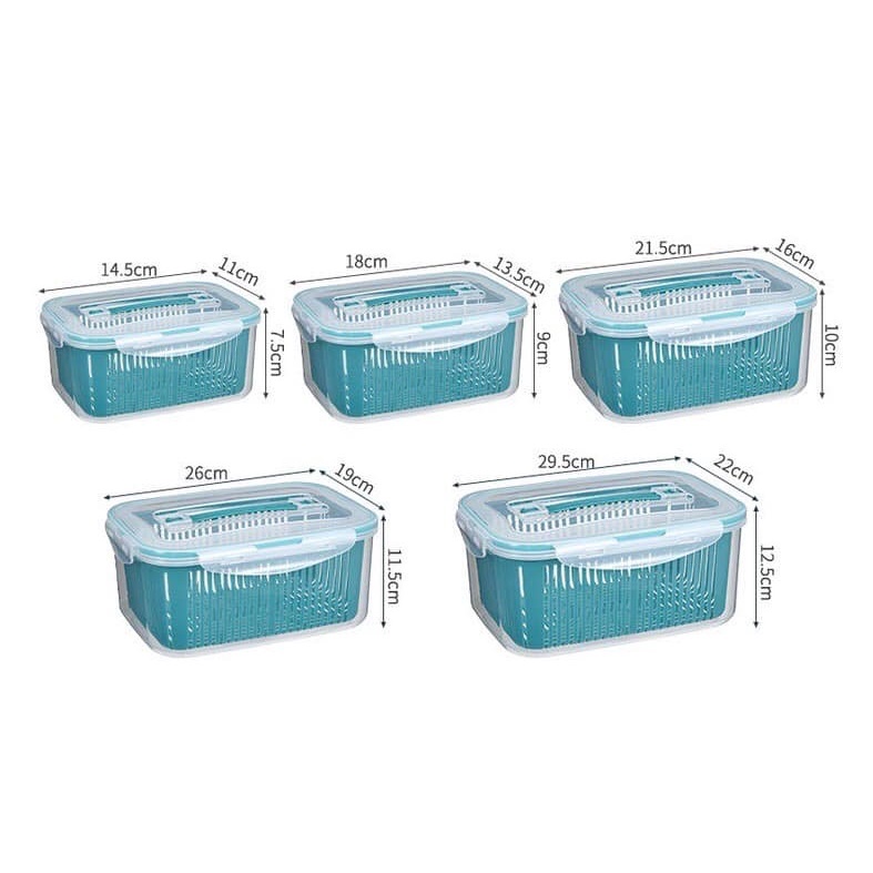 Set 5 Chậu Kèm Rổ Có Nắp Đựng Đồ Tủ Lạnh Siêu Tiện Lợi - HT