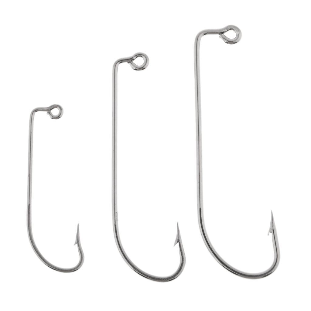 100pcs Worm Fishing Hooks High Carbon Steel Jig Hook Big Fish Fishhook 2
