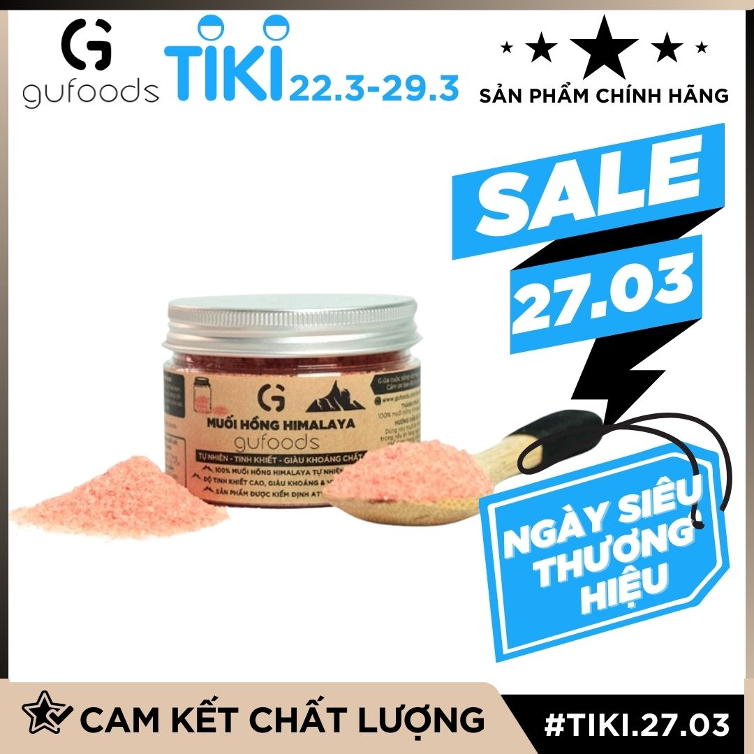Muối hồng Himalaya GUfoods (dạng hạt mịn) - Tự nhiên, Giàu khoáng chất vi lượng, Không phụ gia, Không tinh chế