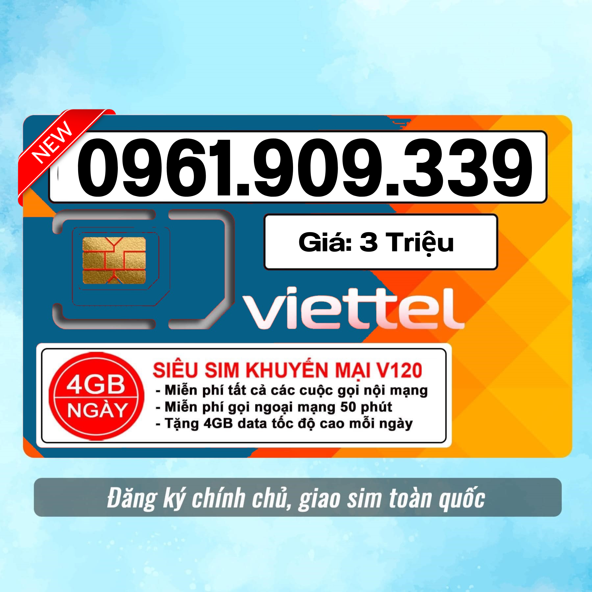 Sim Viettel số đẹp - Hàng chính hãng - 0961.909.339